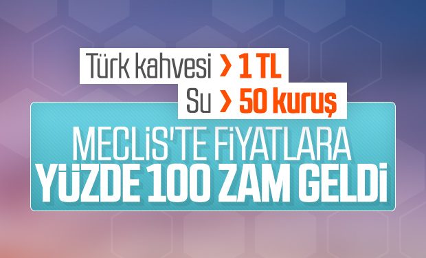 TBMM’de içecek fiyatları da zamlandı