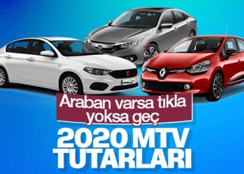 2020 yılı Motorlu Taşıtlar Vergisi tutarları