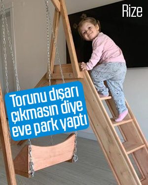 Dışarı çıkamayan torununa ahşaptan park yaptı