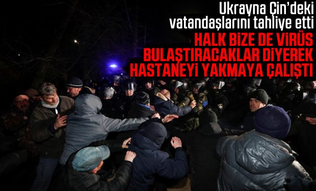Ukrayna’da halk Çin’den tahliye edilenleri protesto etti